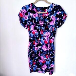 Banana Republic Factory Faux Wrap Floral Mini Dress Purple Blue Pink Size 0
